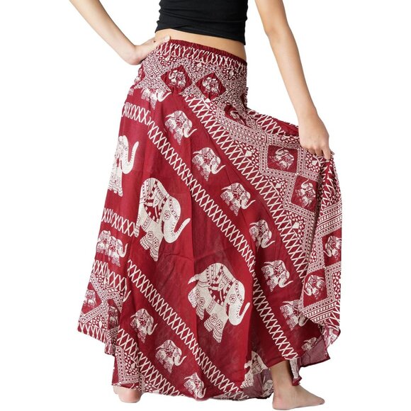 Lightweight High-Waisted Boho Maxi Skirt - Versatile Floral Print Design - Picture 4 of 4